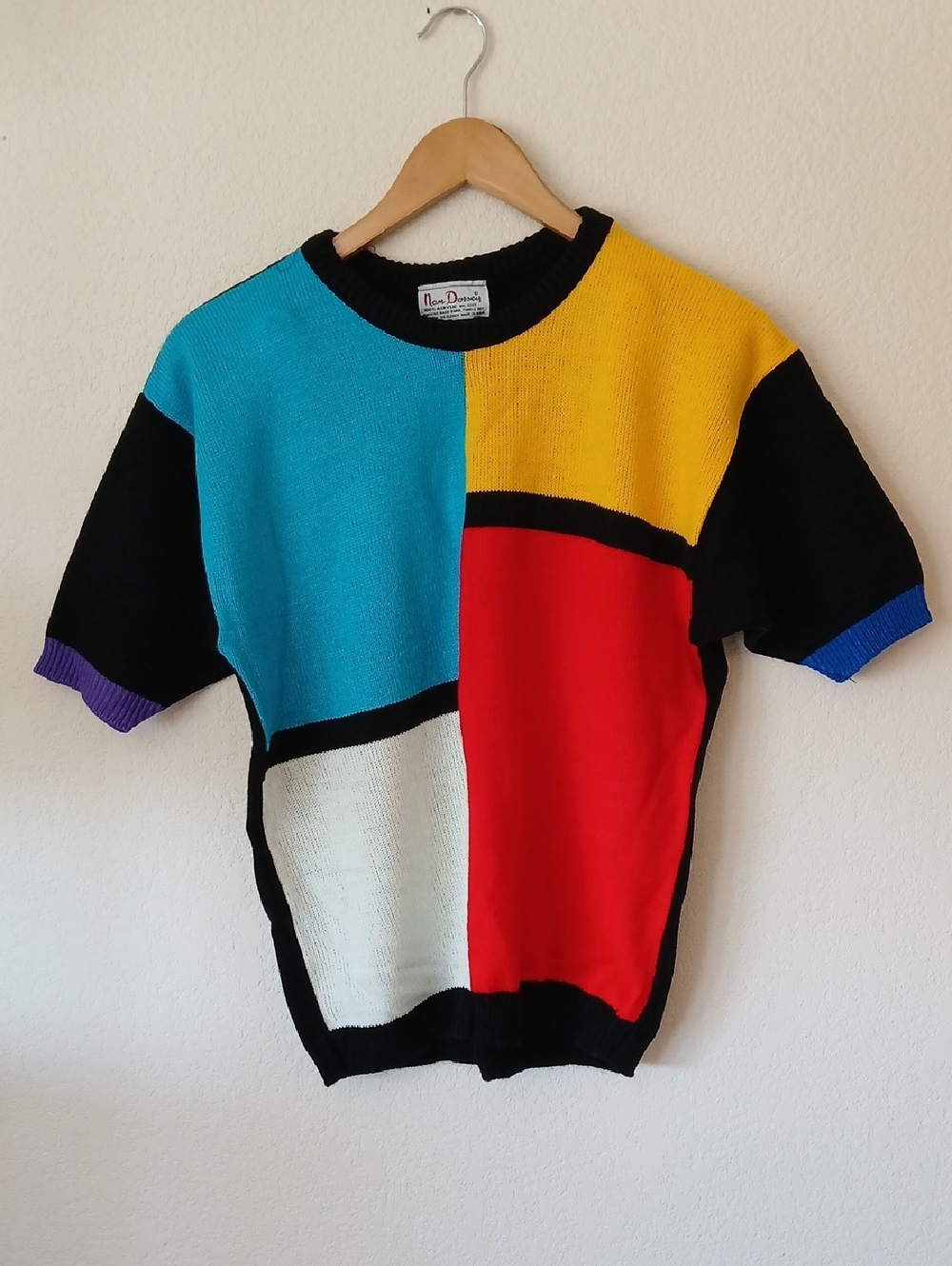 Vintage Nan Dorsey Colorblock Short Sleeve Sweater